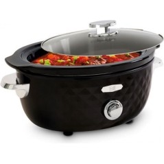 FRITEL Family Slow Cooker 5.5L - Black/Chrome - Perfect for Effortless Cooking & Family Meals!